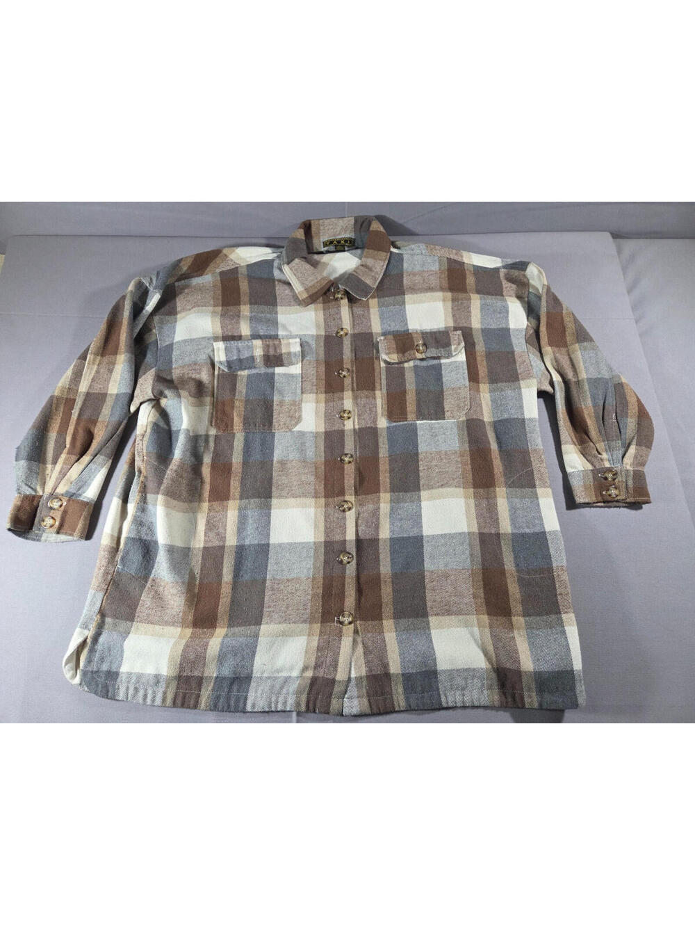 Taxi Flannel Shirt Mens 3X Brown Plaid Button Up Cotton